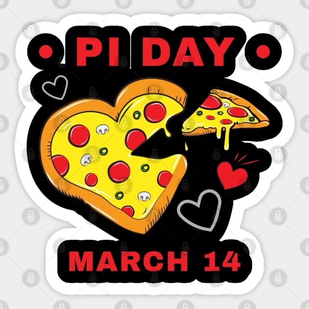 Pi Day March 14 Heart Pizza Sticker by DPattonPD